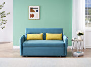 Teal velvet fabric upholstery sofa pull out bed main photo