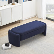 Blue teddy fabric footstool with storage function main photo