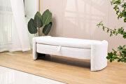 YS215 (Beige) Light beige teddy fabric footstool with storage function