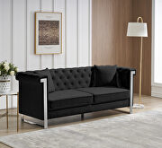 SX220 (Black) Black chenille fabric inlaid buttons sofa with two pillows