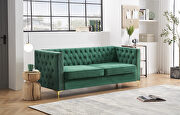 GN220 (Green) Green velvet chesterfield sofa with nailhead and gold metal feet