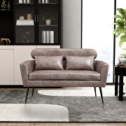 Taupe bronzing suede classical loveseat with black metal legs main photo