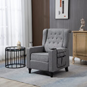 Dark gray fabric arm pushing recliner chair with modern button tufted main photo