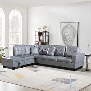 Gray faux leather left chaise sofa with storage ottoman main photo