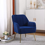 Navy velvet modern mid-century chair main photo