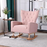 Pink velvet fabric high back rocking chair main photo