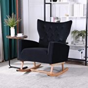 Black velvet fabric high back rocking chair main photo