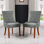 LY007 (Gray) Light gray fabric mordern dining chairs 2pcs set