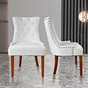Cream white fabric mordern dining chairs 2pcs set main photo