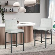 White pu leather modern design high counter stool set of 2 main photo