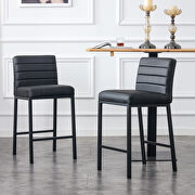 Black pu leather modern design high counter stool set of 2 main photo