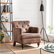 W054 (Brown) Hengming living leisure upholstered antique brown fabric club chair
