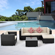 6-piece pe rattan wicker sectional cushioned sofa sets with 2 pillows and coffee table main photo