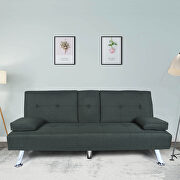 Futon sofa bed sleeper dark gray fabric main photo