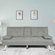Futon sofa bed sleeper light gray fabric