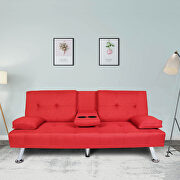 Futon sofa bed sleeper red fabric main photo