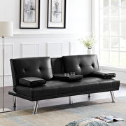 Futon sofa bed sleeper black pu