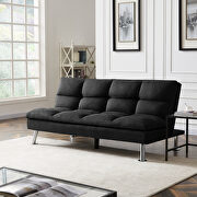 W346 (Black) Relax lounge futon sofa bed sleeper black fabric