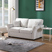 Beige color linen fabric relax lounge loveseat main photo