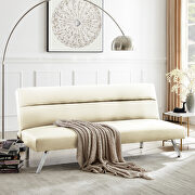 Futon sofa bed sleeper beige pu main photo