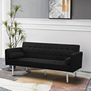 Black velvet fabric square arm sleeper sofa main photo