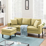 Yellow fabric sectional sofa left hand facing main photo