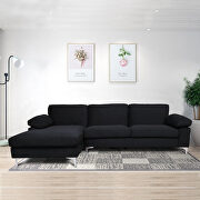 Sectional sofa black velvet left hand facing main photo