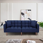 W030 (Blue) Futon sleeper sofa with 2 pillows navy blue fabric