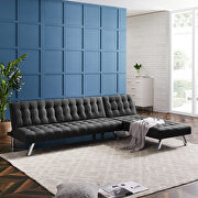 Reversible sectional sofa sleeper black fabric main photo