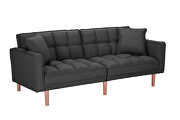 Futon sofa bed sleeper dark gray linen fabric main photo