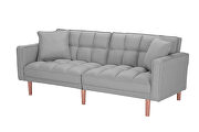 Futon sofa bed sleeper light gray linen fabric