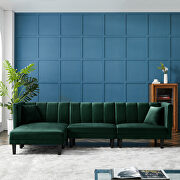 L363 (Dark Green) Reversible sectional sofa sleeper with 2 pillows dark green velvet