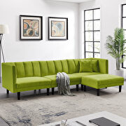 Reversible sectional sofa sleeper with 2 pillows light green velvet main photo