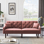Futon sofa sleeper pink velvet with 2 pillows main photo