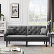 Futon sofa sleeper gray velvet with 2 pillows
