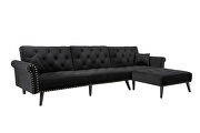 L456 (Black) Convertible sofa bed sleeper black velvet