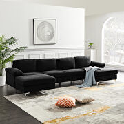 L515 (Black) Relax lounge convertible sectional sofa black fabric