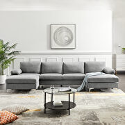 Relax lounge convertible sectional sofa light gray fabric main photo