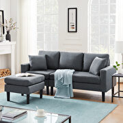 Sectional sofa left hand facing with 2 pillows dark gray fabric