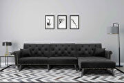 L873 (Black) Convertible sofa bed sleeper black velvet