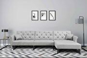 Convertible sofa bed sleeper light gray velvet main photo