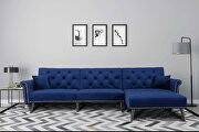 L873 (Blue) Convertible sofa bed sleeper navy blue velvet