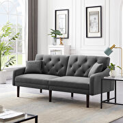 W951 (Gray) Futon sofa sleeper gray velvet with 2 pillows