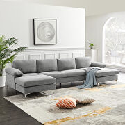 Light gray fabric relax lounge convertible sectional sofa