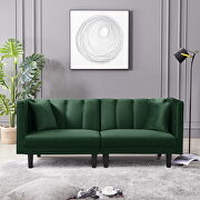 Futon sofa sleeper green velvet metal legs main photo