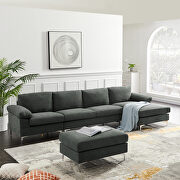 Convertible sectional sofa dark gray fabric main photo