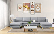RYS19 (Light Gray) Light gray polyester fabric modern convertible sectional sofa