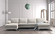 DD23 (Gray) Light gray fabric relax lounge convertible sectional sofa