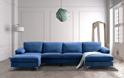 Navy blue fabric relax lounge convertible sectional sofa main photo