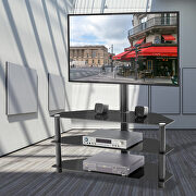 Black multi-function TV stand height adjustable bracket swivel 3-tier main photo